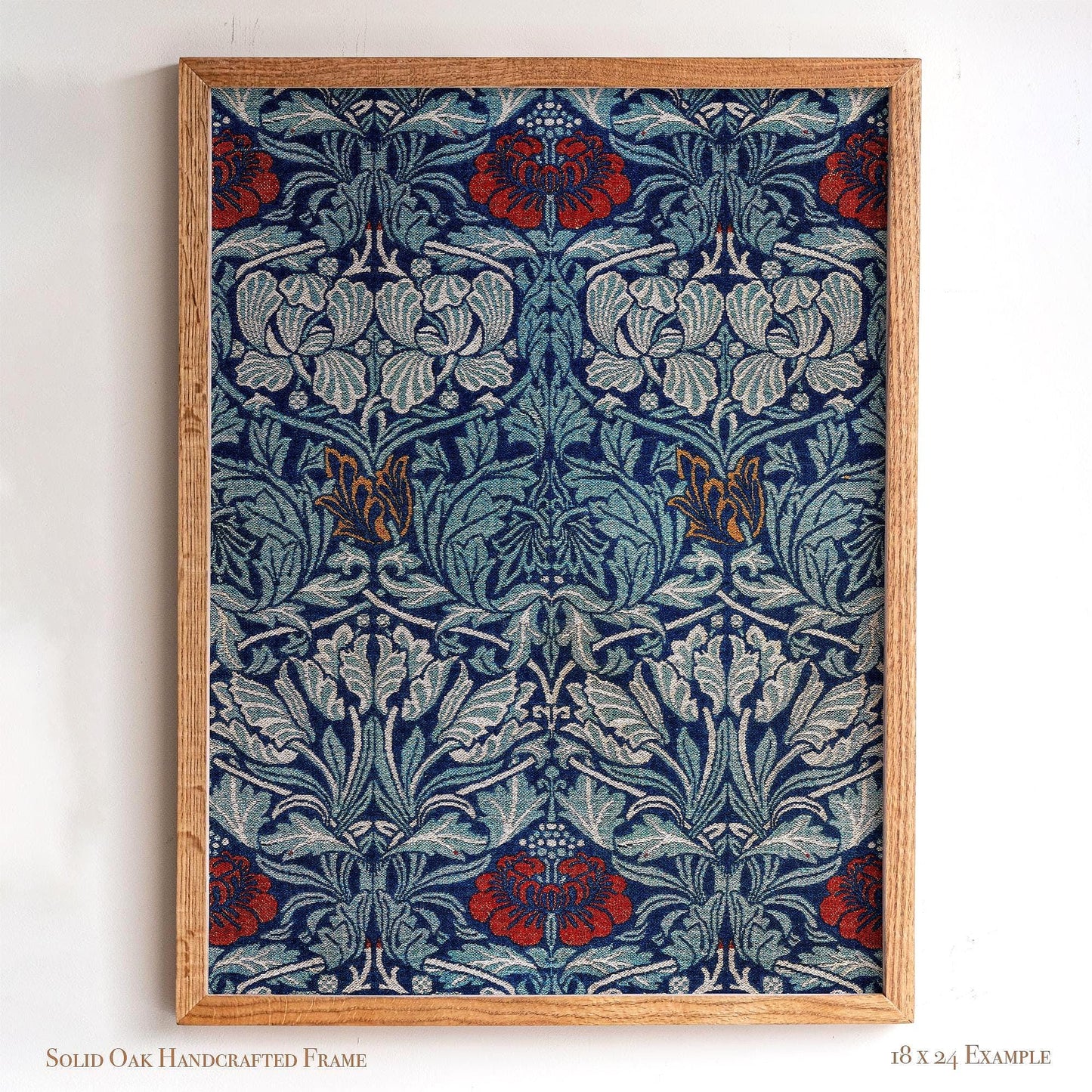 Bold Blue Botanical Wall Art | William Morris Pattern Print | Arts and Crafts Heritage Framed Artwork