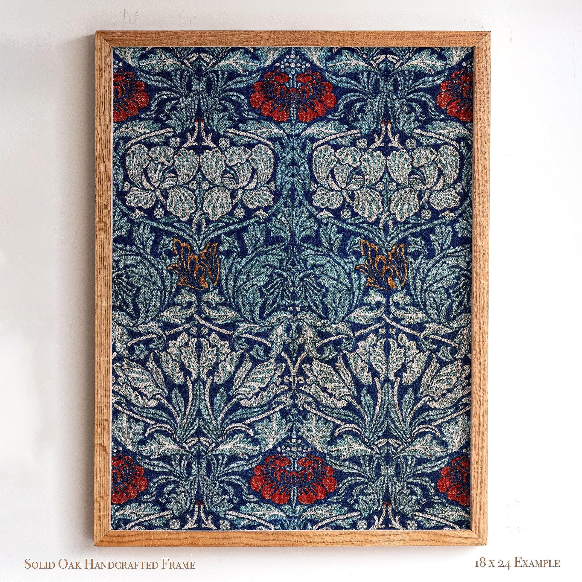 Bold Blue Botanical Wall Art | William Morris Pattern Print | Arts and Crafts Heritage Framed Artwork