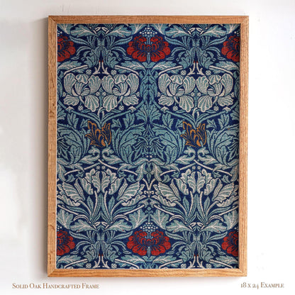 Bold Blue Botanical Wall Art | William Morris Pattern Print | Arts and Crafts Heritage Framed Artwork