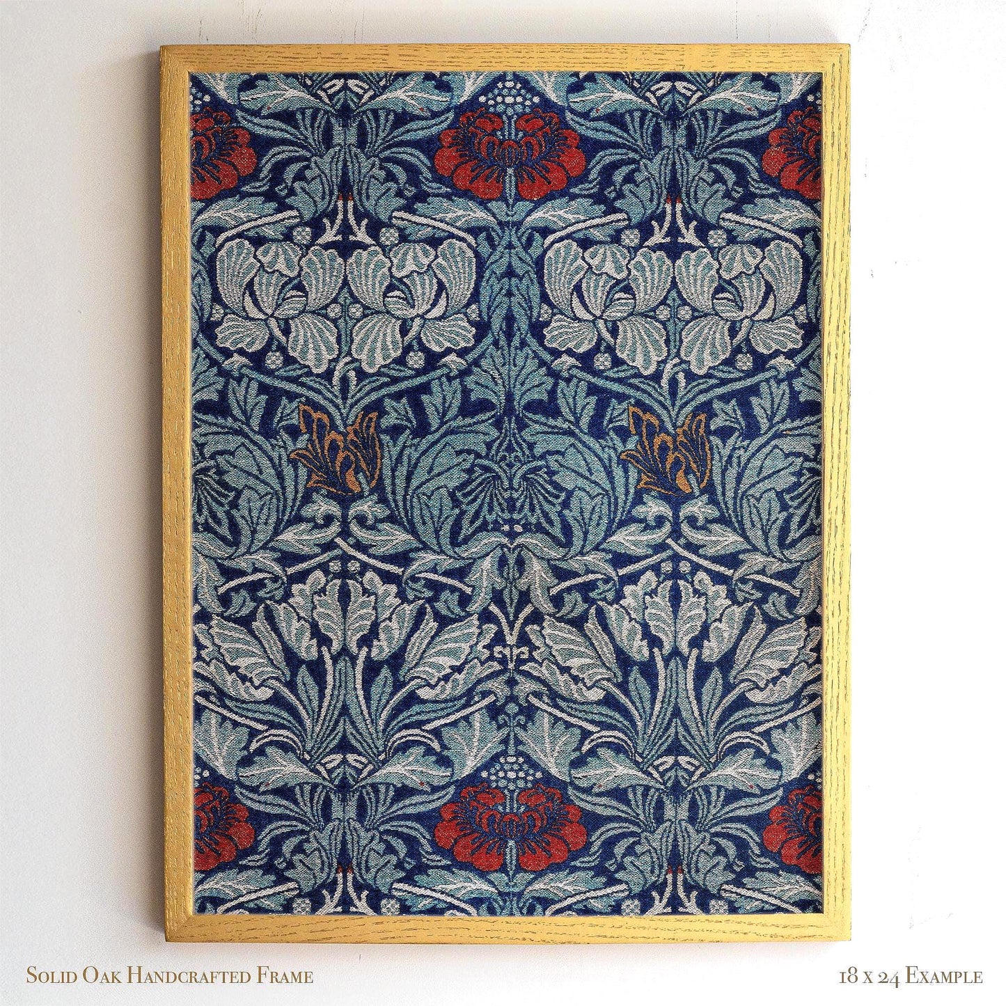 Bold Blue Botanical Wall Art | William Morris Pattern Print | Arts and Crafts Heritage Framed Artwork