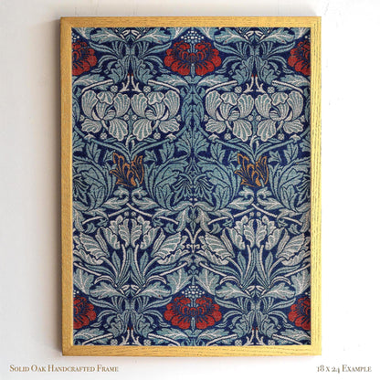 Bold Blue Botanical Wall Art | William Morris Pattern Print | Arts and Crafts Heritage Framed Artwork
