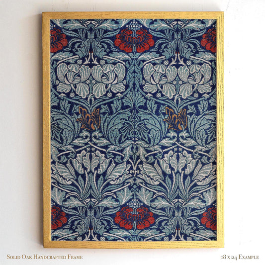 Bold Blue Botanical Wall Art | William Morris Pattern Print | Arts and Crafts Heritage Framed Artwork
