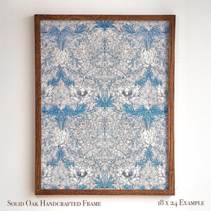 Delicate Vintage Floral Pattern Print | William Morris Inspired Framed Wall Hanging | Classic Blue Botanical Artwork