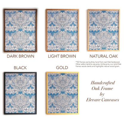 Delicate Vintage Floral Pattern Print | William Morris Inspired Framed Wall Hanging | Classic Blue Botanical Artwork