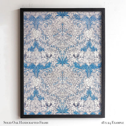 Delicate Vintage Floral Pattern Print | William Morris Inspired Framed Wall Hanging | Classic Blue Botanical Artwork