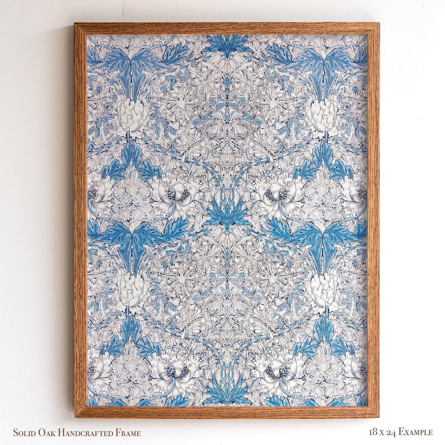 Delicate Vintage Floral Pattern Print | William Morris Inspired Framed Wall Hanging | Classic Blue Botanical Artwork