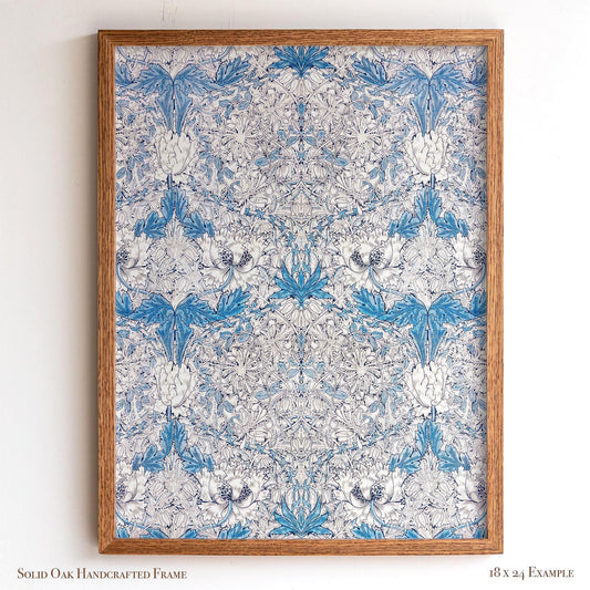 Delicate Vintage Floral Pattern Print | William Morris Inspired Framed Wall Hanging | Classic Blue Botanical Artwork