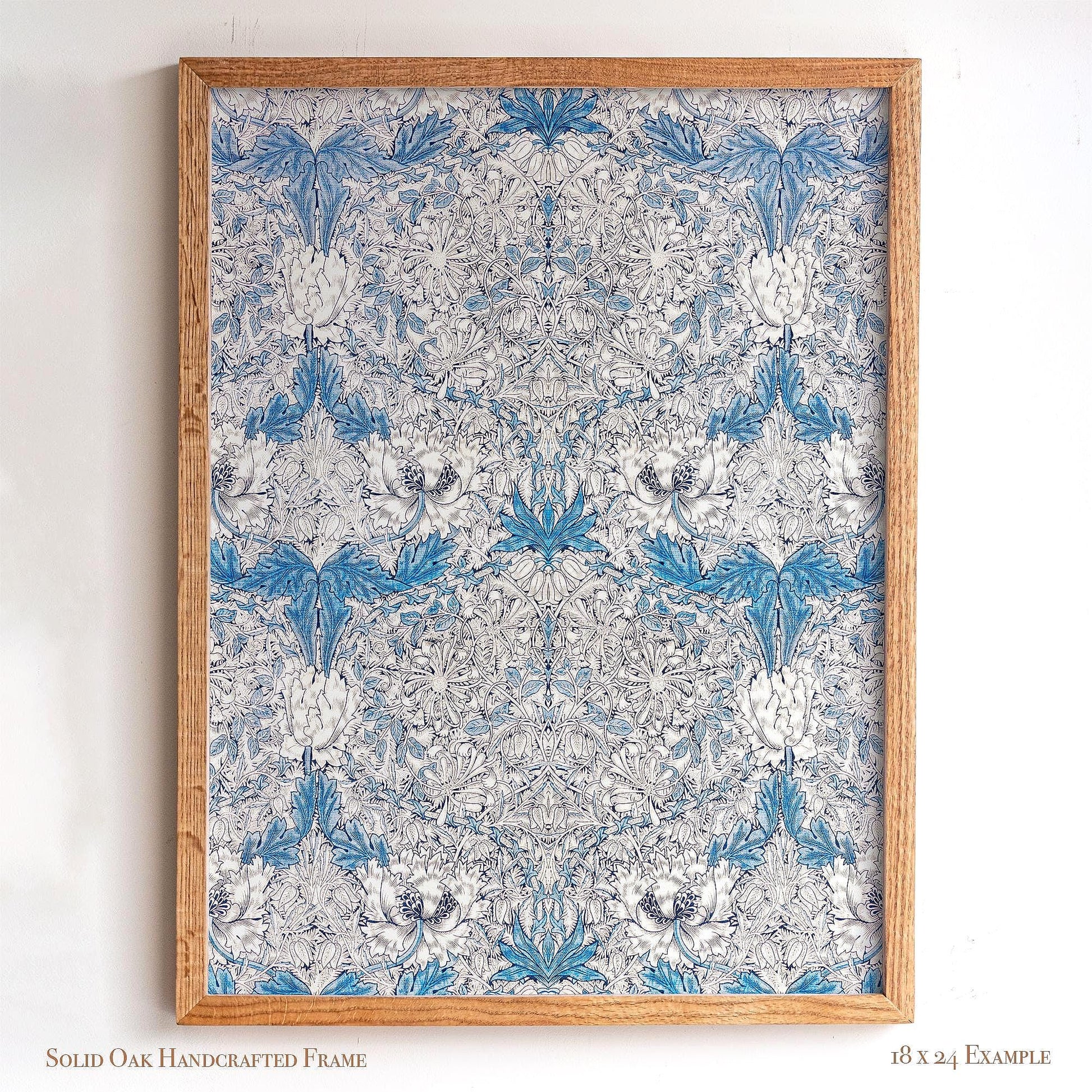 Delicate Vintage Floral Pattern Print | William Morris Inspired Framed Wall Hanging | Classic Blue Botanical Artwork