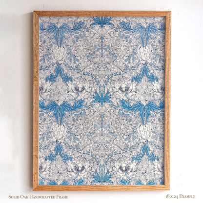 Delicate Vintage Floral Pattern Print | William Morris Inspired Framed Wall Hanging | Classic Blue Botanical Artwork