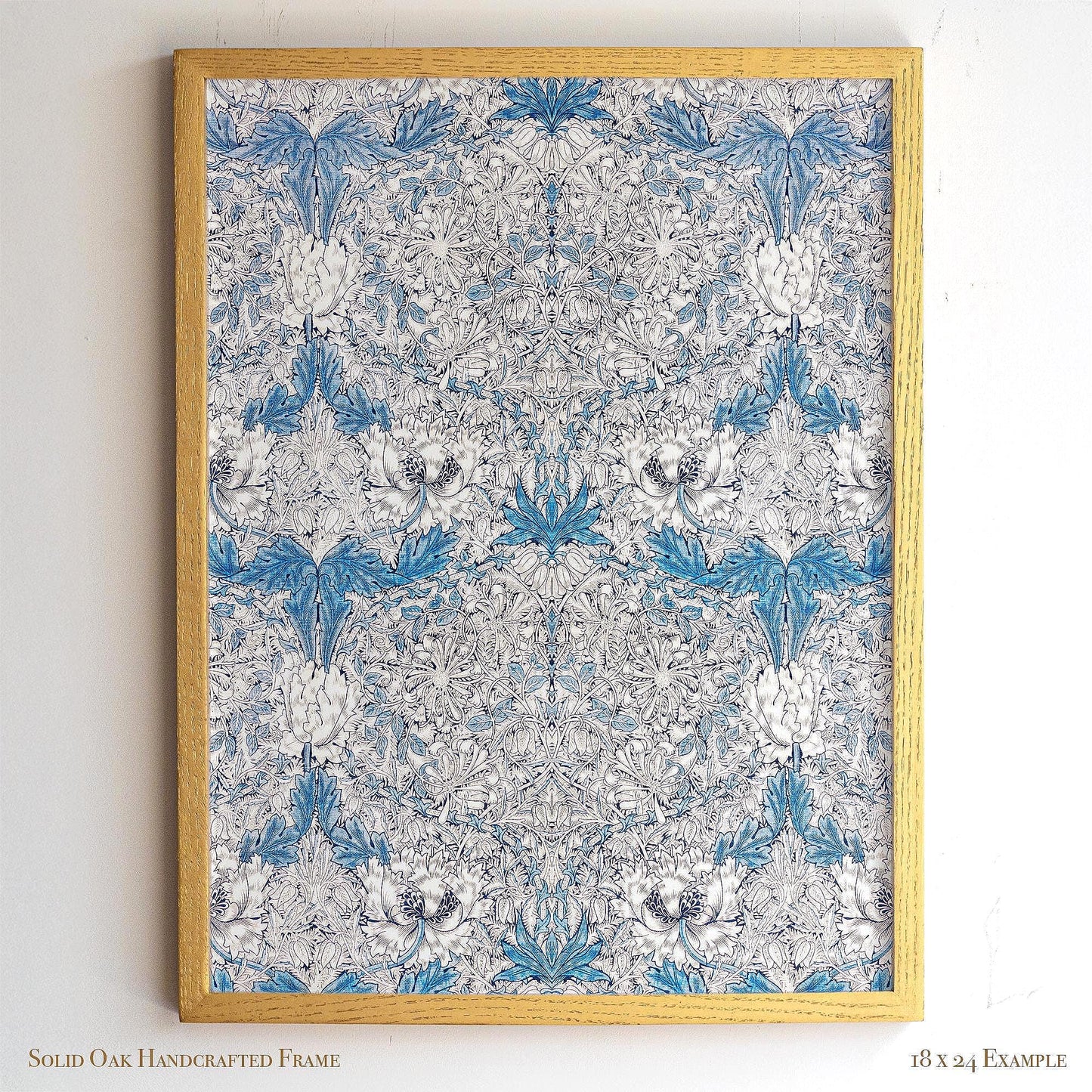 Delicate Vintage Floral Pattern Print | William Morris Inspired Framed Wall Hanging | Classic Blue Botanical Artwork