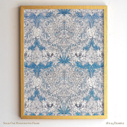 Delicate Vintage Floral Pattern Print | William Morris Inspired Framed Wall Hanging | Classic Blue Botanical Artwork