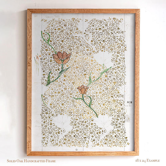 Tulip Design Wall Art | Framed Botanical Sketch Print | Vintage Arts and Crafts Style Artwork | WMP8
