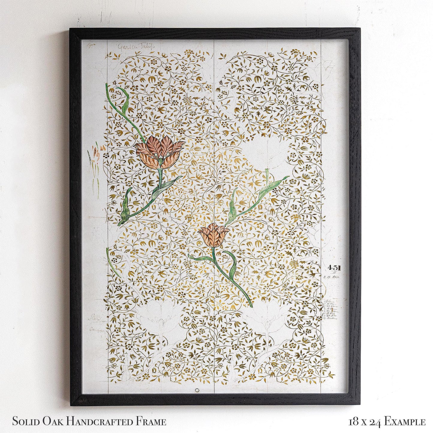 Tulip Design Wall Art | Framed Botanical Sketch Print | Vintage Arts and Crafts Style Artwork | WMP8