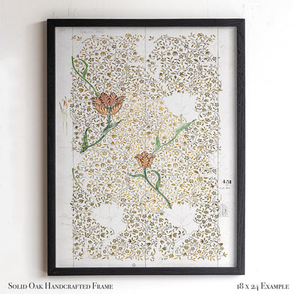 Tulip Design Wall Art | Framed Botanical Sketch Print | Vintage Arts and Crafts Style Artwork | WMP8