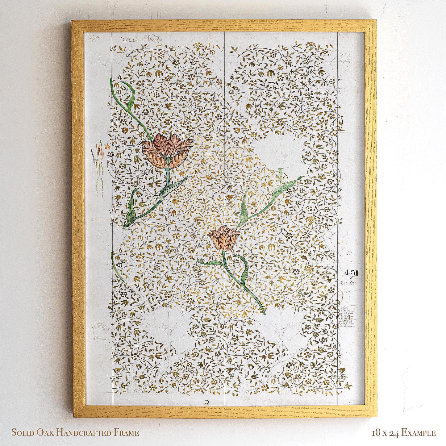 Tulip Design Wall Art | Framed Botanical Sketch Print | Vintage Arts and Crafts Style Artwork | WMP8