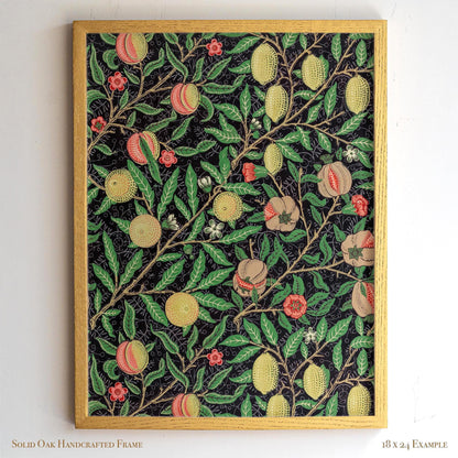 Dark Botanical Pattern Wall Art | William Morris Pomegranate Design | Framed Arts and Crafts Vintage Print