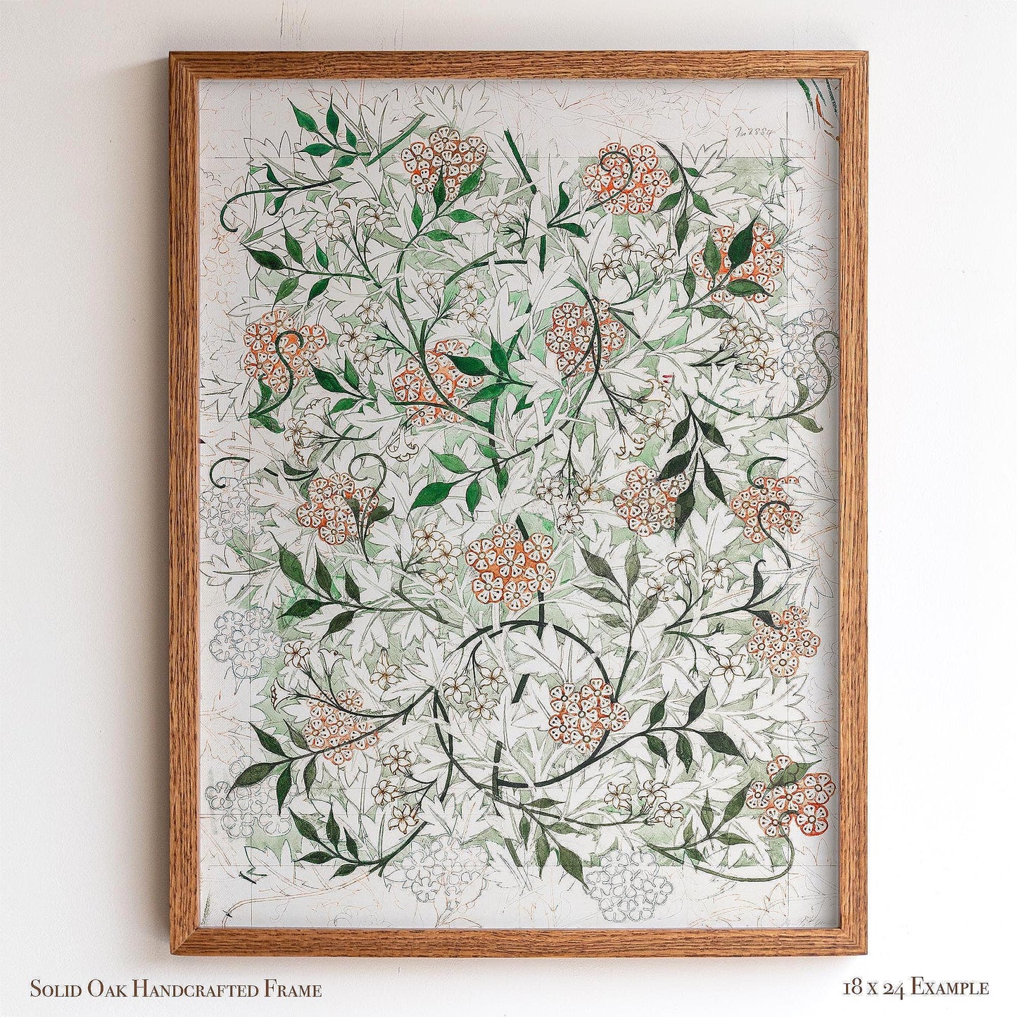 Vintage Floral Pattern Print | William Morris Framed Wall Art | Botanical Arts and Crafts Home Decoration | Oak Frame Artwork