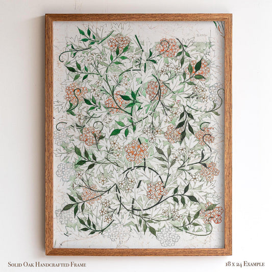 Vintage Floral Pattern Print | William Morris Framed Wall Art | Botanical Arts and Crafts Home Decoration | Oak Frame Artwork