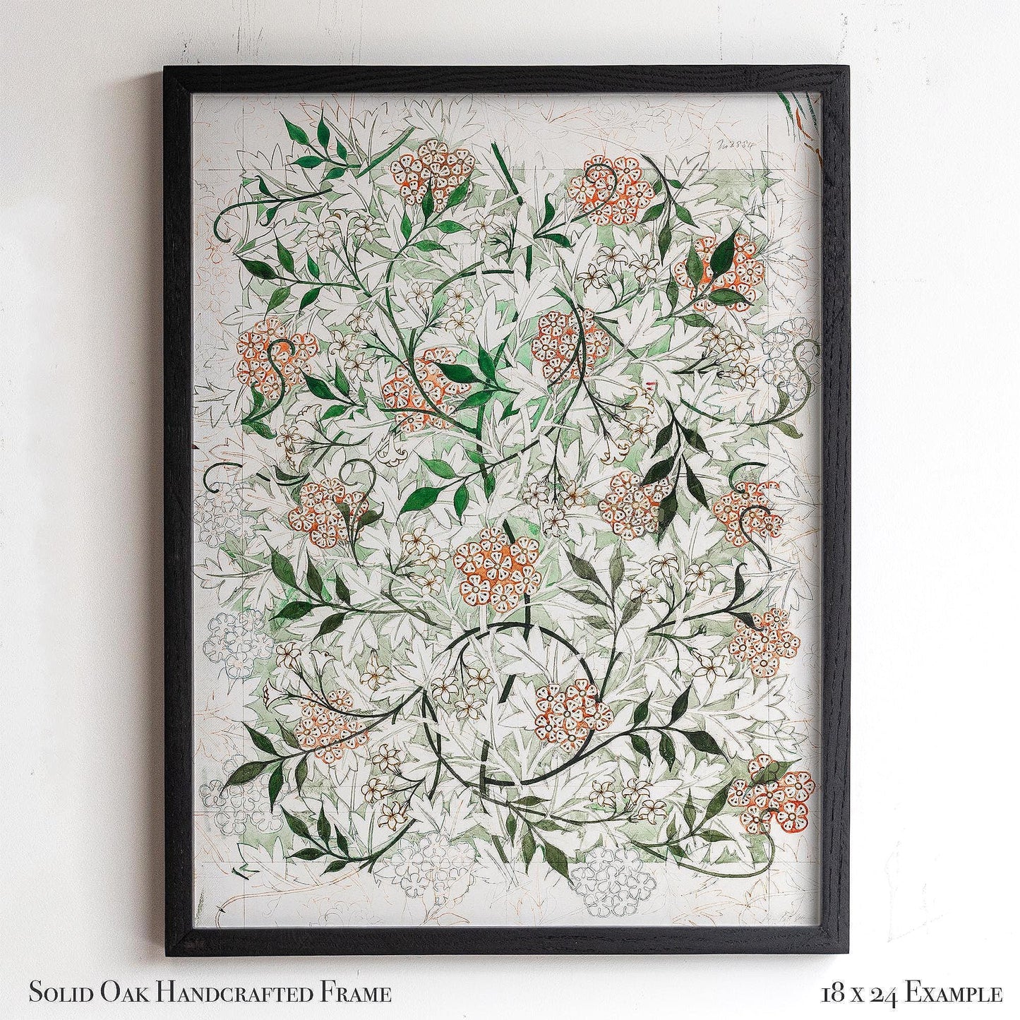 Vintage Floral Pattern Print | William Morris Framed Wall Art | Botanical Arts and Crafts Home Decoration | Oak Frame Artwork