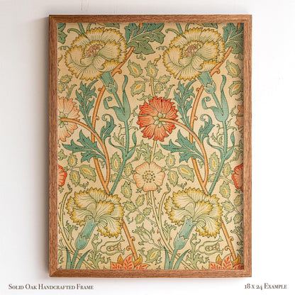 Framed William Morris Wall Art | Warm Toned Vintage Floral Pattern Print | Botanical Wall Decor | Classic Oak Frame Artwork