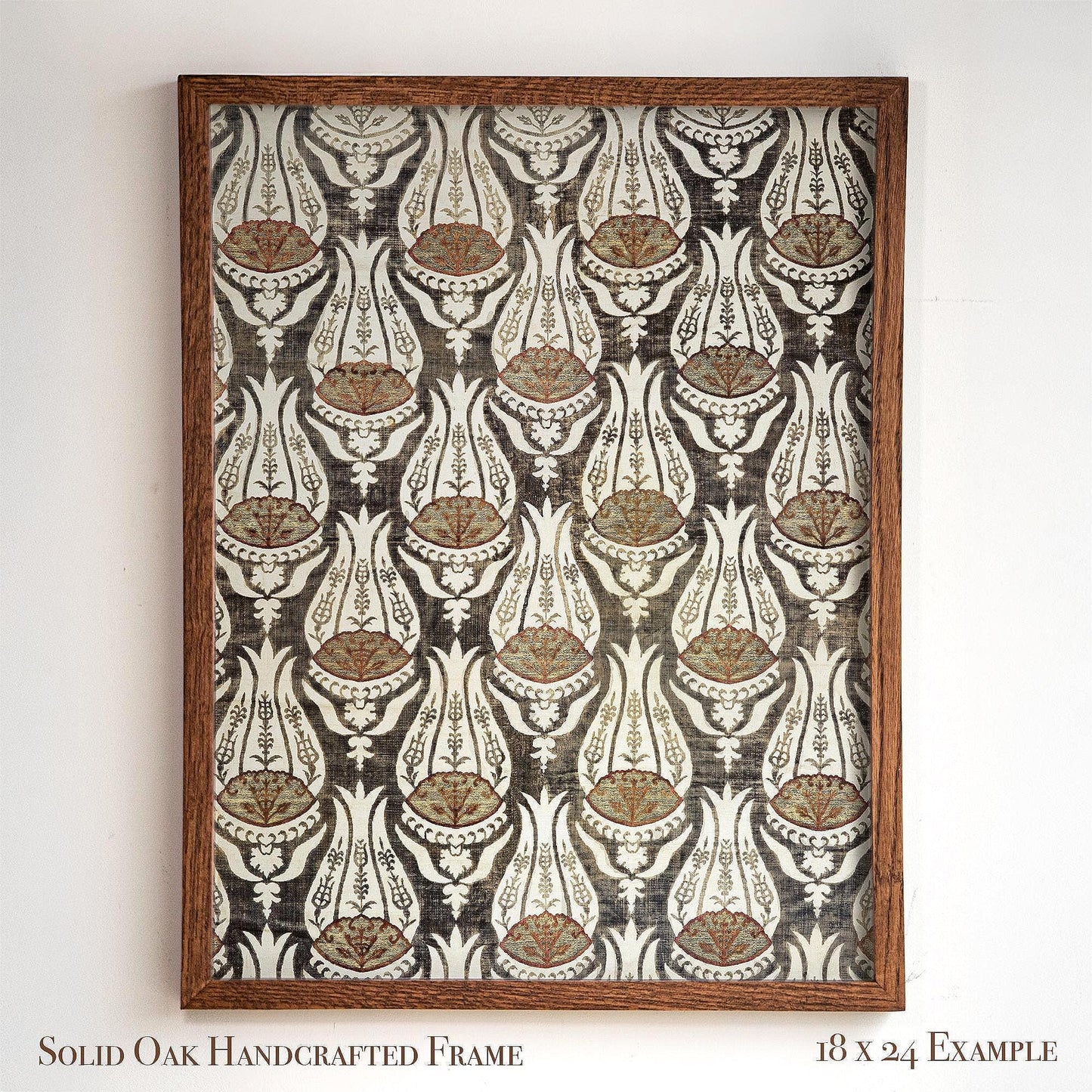 Victorian Botanical Pattern Wall Art | Framed Arts and Crafts Tulip Print | Classic Heritage Style Home Decor