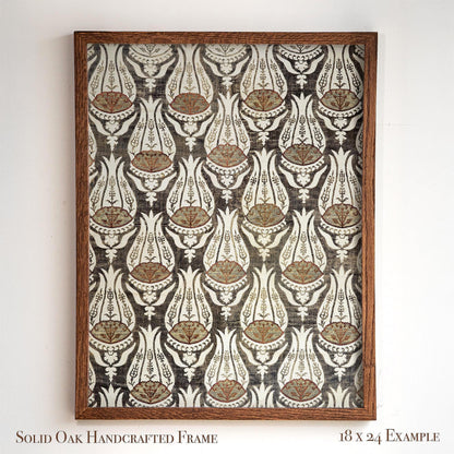 Victorian Botanical Pattern Wall Art | Framed Arts and Crafts Tulip Print | Classic Heritage Style Home Decor
