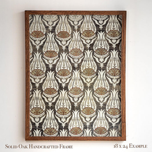 Victorian Botanical Pattern Wall Art | Framed Arts and Crafts Tulip Print | Classic Heritage Style Home Decor