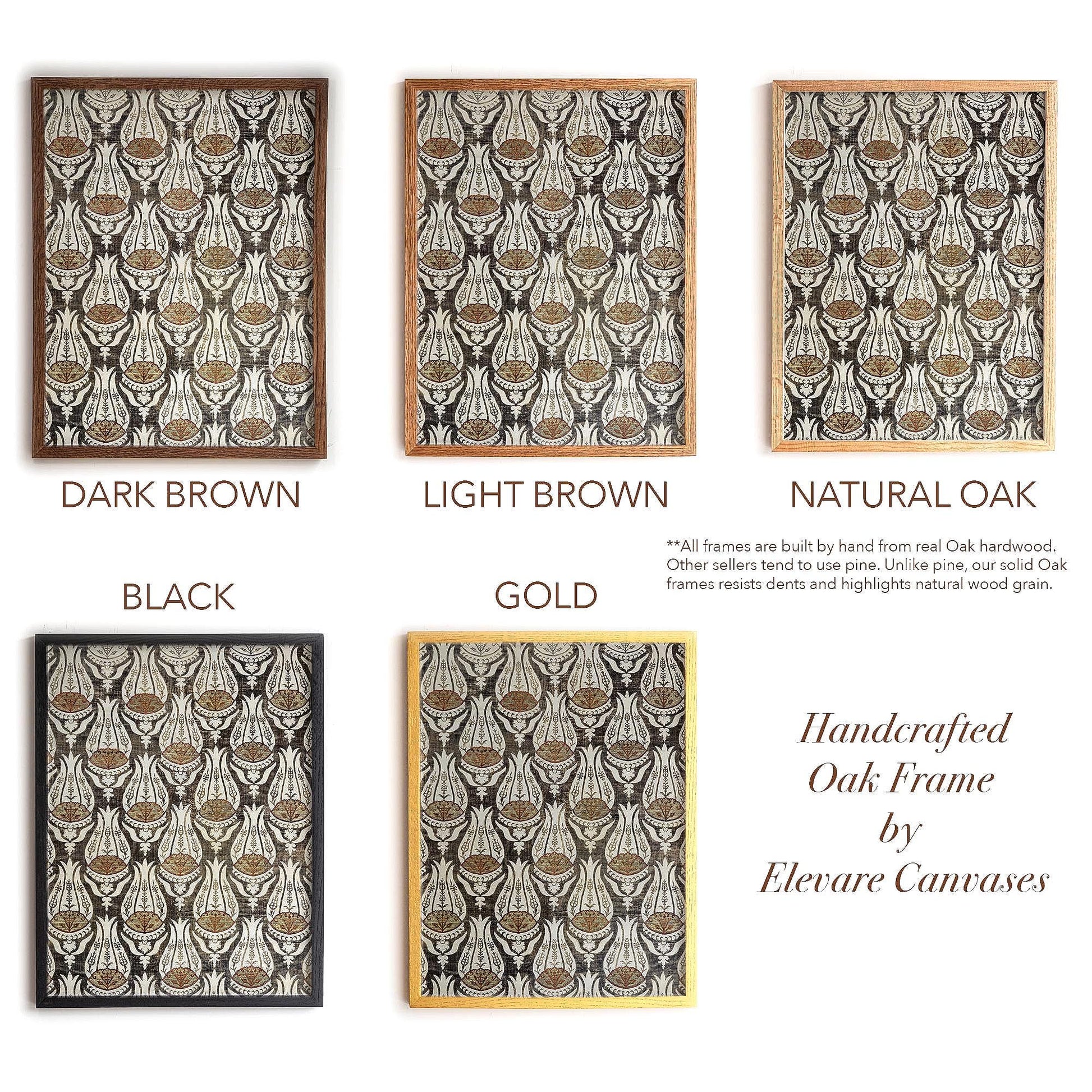 Victorian Botanical Pattern Wall Art | Framed Arts and Crafts Tulip Print | Classic Heritage Style Home Decor