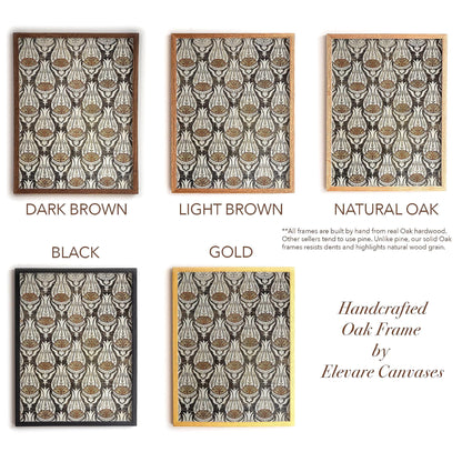 Victorian Botanical Pattern Wall Art | Framed Arts and Crafts Tulip Print | Classic Heritage Style Home Decor