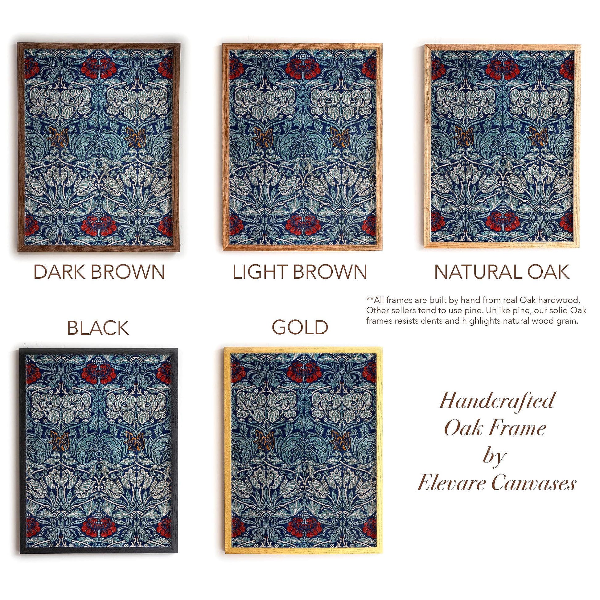 Bold Blue Botanical Wall Art | William Morris Pattern Print | Arts and Crafts Heritage Framed Artwork