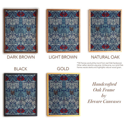 Bold Blue Botanical Wall Art | William Morris Pattern Print | Arts and Crafts Heritage Framed Artwork