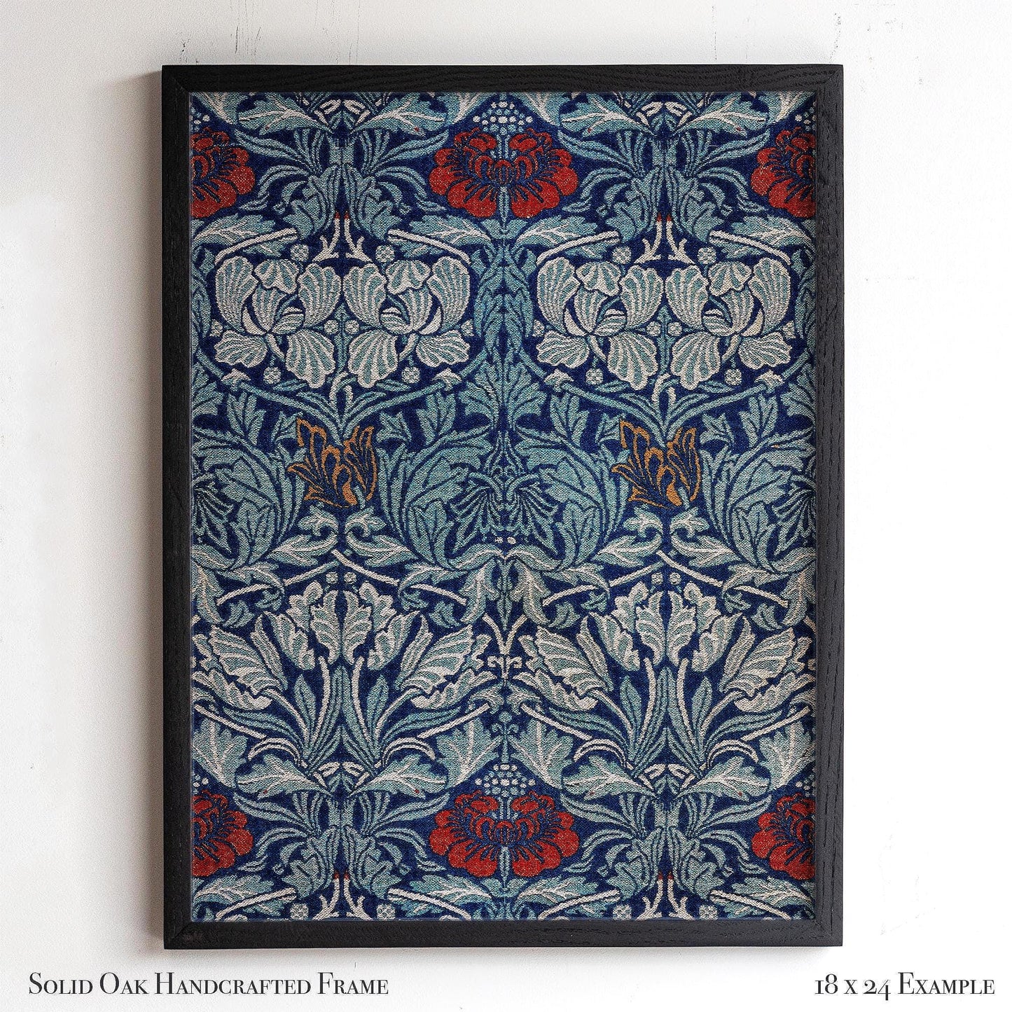 Bold Blue Botanical Wall Art | William Morris Pattern Print | Arts and Crafts Heritage Framed Artwork