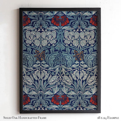 Bold Blue Botanical Wall Art | William Morris Pattern Print | Arts and Crafts Heritage Framed Artwork