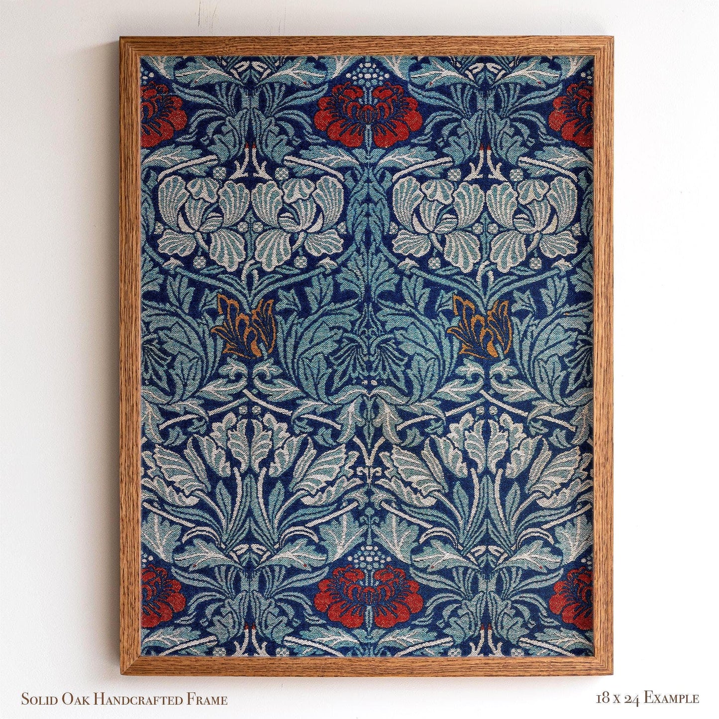 Bold Blue Botanical Wall Art | William Morris Pattern Print | Arts and Crafts Heritage Framed Artwork