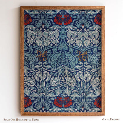 Bold Blue Botanical Wall Art | William Morris Pattern Print | Arts and Crafts Heritage Framed Artwork