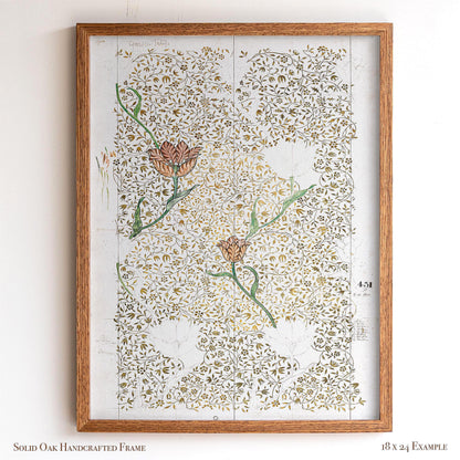Tulip Design Wall Art | Framed Botanical Sketch Print | Vintage Arts and Crafts Style Artwork | WMP8