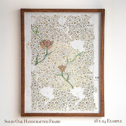 Tulip Design Wall Art | Framed Botanical Sketch Print | Vintage Arts and Crafts Style Artwork | WMP8