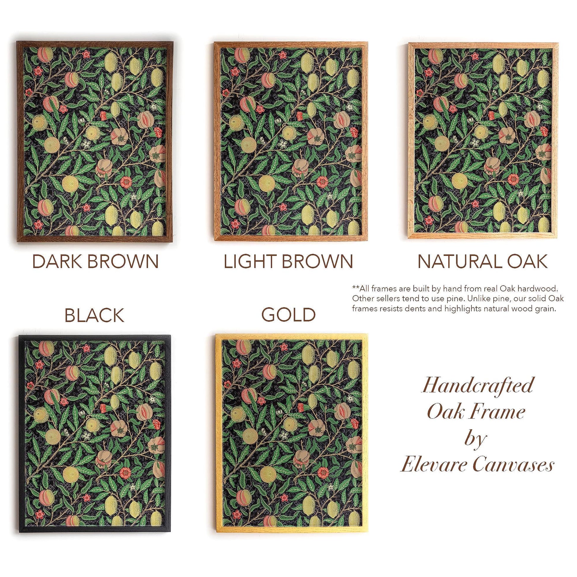 Dark Botanical Pattern Wall Art | William Morris Pomegranate Design | Framed Arts and Crafts Vintage Print
