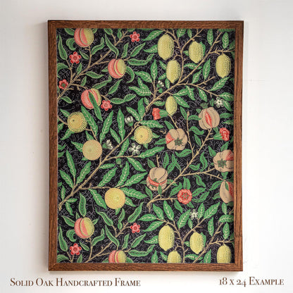 Dark Botanical Pattern Wall Art | William Morris Pomegranate Design | Framed Arts and Crafts Vintage Print
