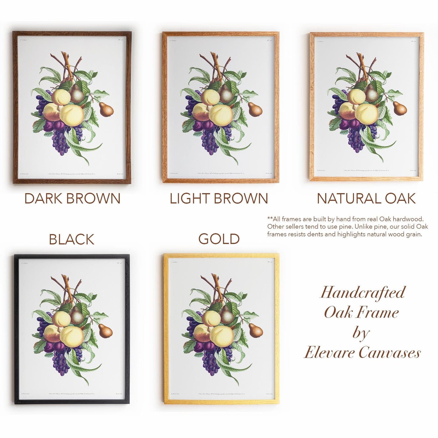 Vintage Fruit Botanical | Grapes, Peaches & Pears | French Kitchen or Dining Room Wall Art | 21VP