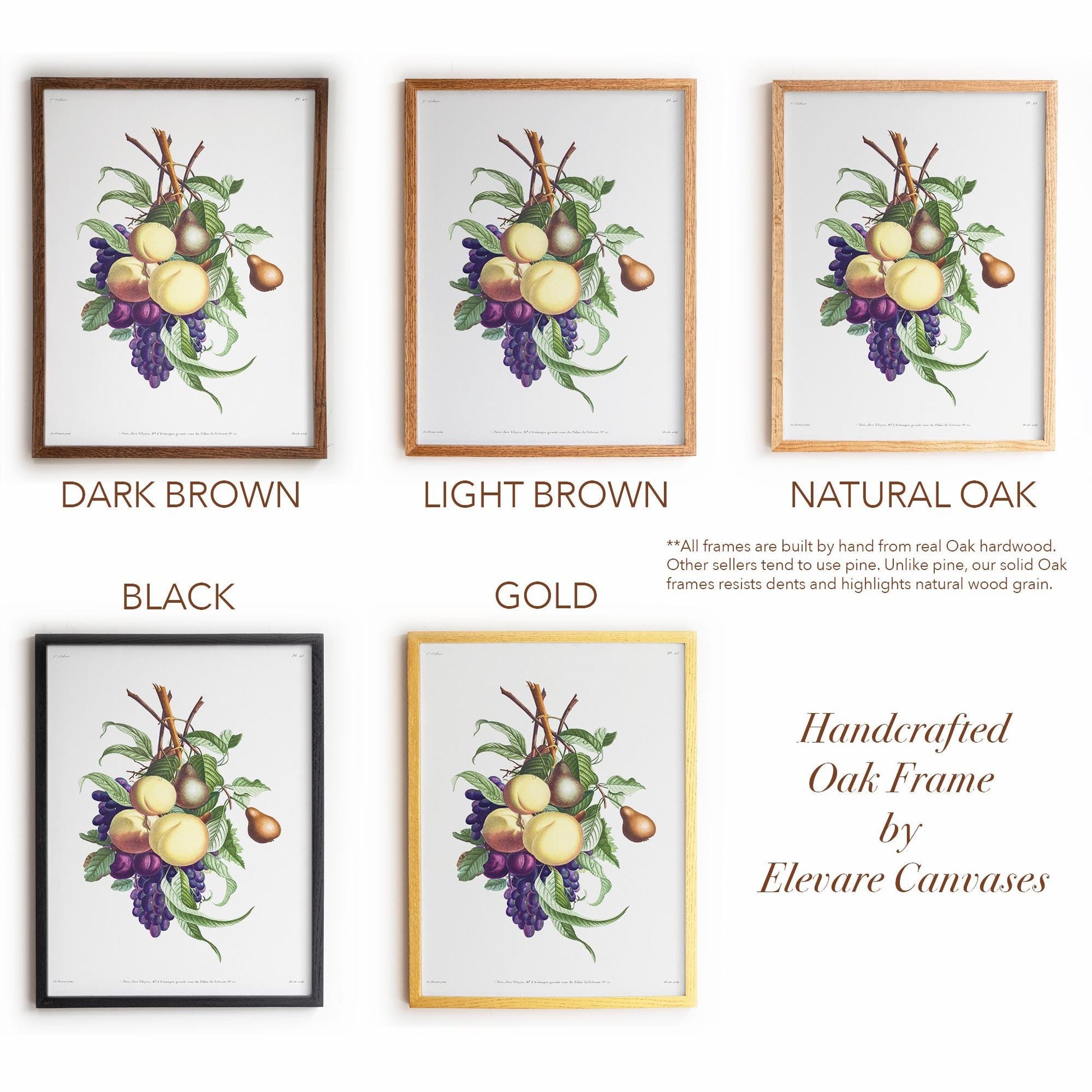 Vintage Fruit Botanical | Grapes, Peaches & Pears | French Kitchen or Dining Room Wall Art | 21VP